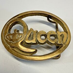 Vintage Queen Belt Buckle Brass Band